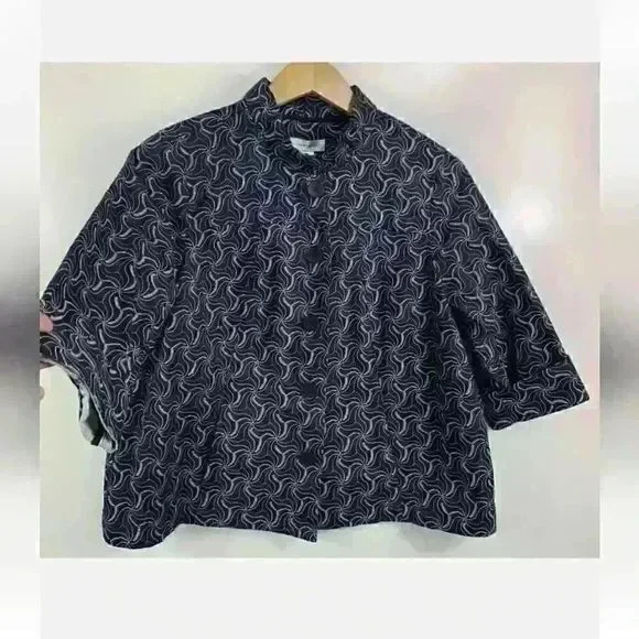 XL CJ Banks Women's 3/4 Sleeve Abstract Button Up Jacket 100% Cotton - Picture 3 of 13